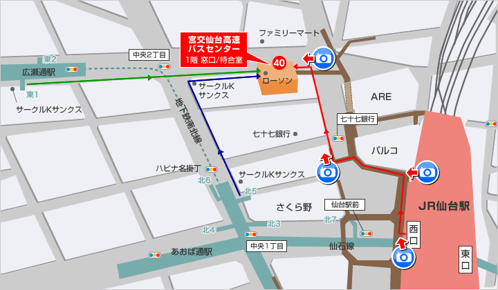 仙台駅周辺の地図